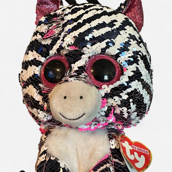 TY Fashion Flippy Sequin Backpack Zoey the Zebra - Picture 3 of 5